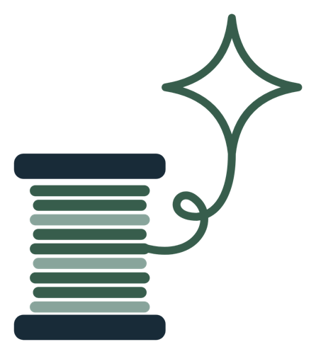 Spool of thread whose thread becomes a four-point star