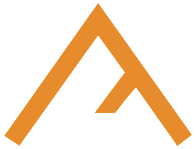 Ember outline mark: an open mountain peak drawn in a single orange line